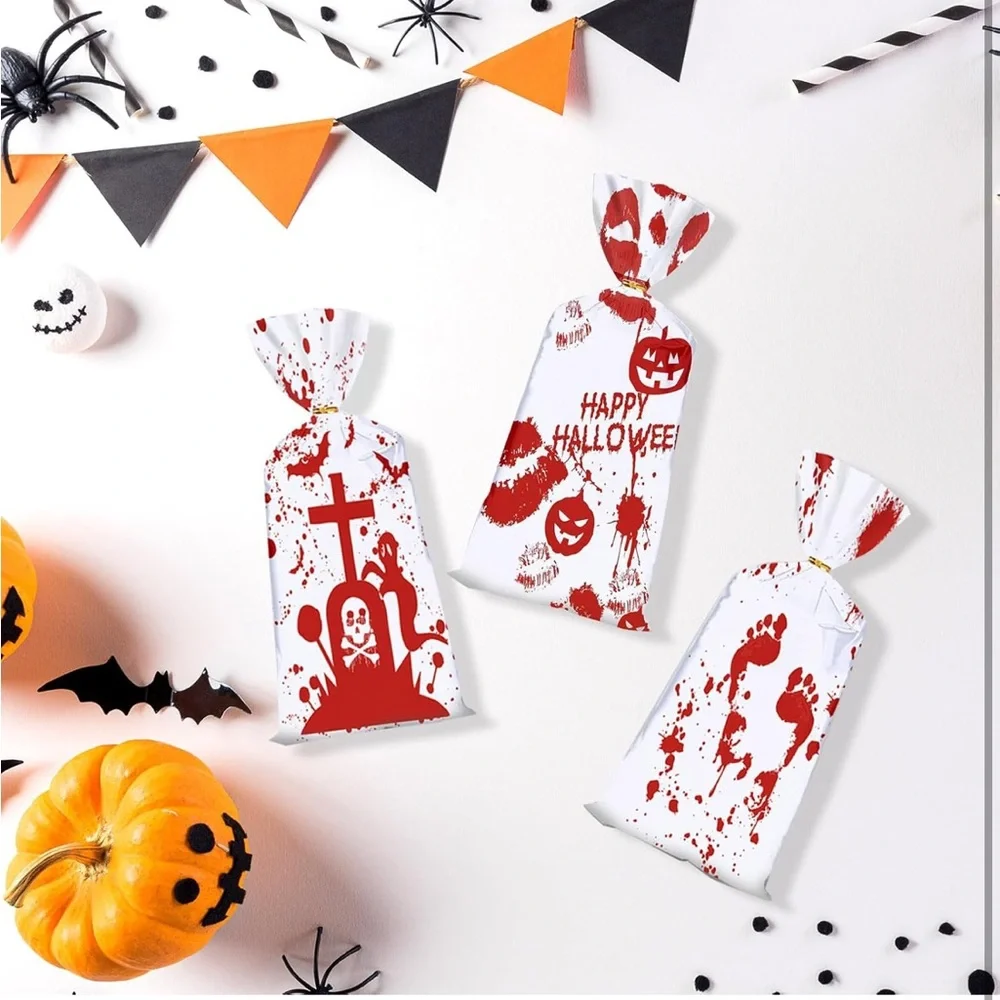 5for$10 Halloween 50Pc Treat Bags Cellophane Candy Goodie Favor Party Supplies